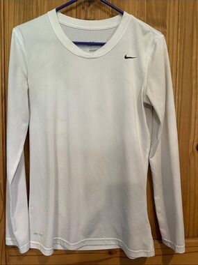 Nike Women's White Long-Sleeve Dri-FIT Top
